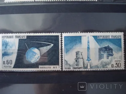 фото, Франция космос 2 шт 1966 MNH **