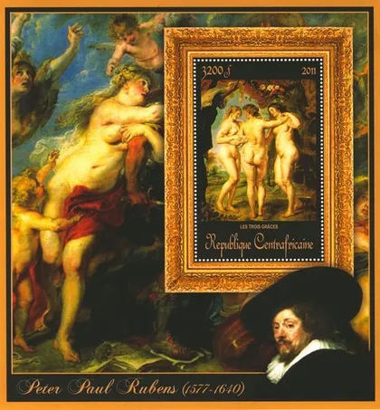фото, ЦАР-Живопись- Рубенс -2011.Чистый  красивый Блок.MNH.
