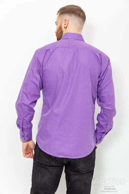 Рубашка мужская в полоску, цвет сиреневый, 131R140129 Де купити