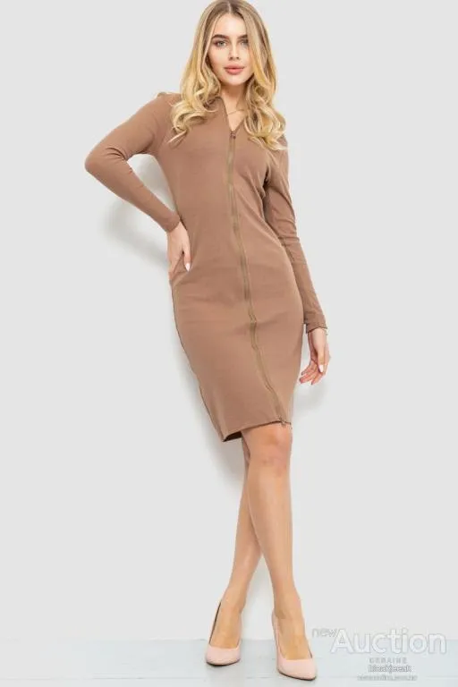 Платье на молнии, цвет мокко, 204R3059 Ціна