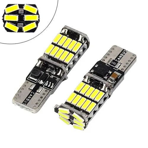 LED T10 W5W лампа в автомобиль 2шт, 26 SMD 4014, с обманкой Canbus, белый Ціна