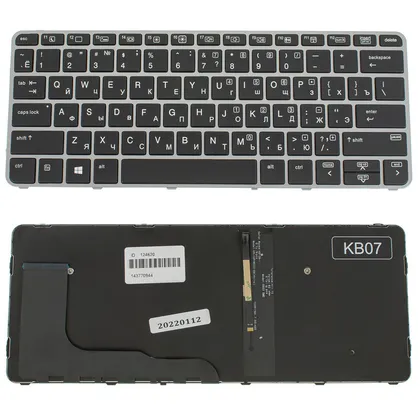 фото, Клавіатура для ноутбука HP (EliteBook: 820 G3) rus, black, silver frame, без джойстика, підсвічування клавіш