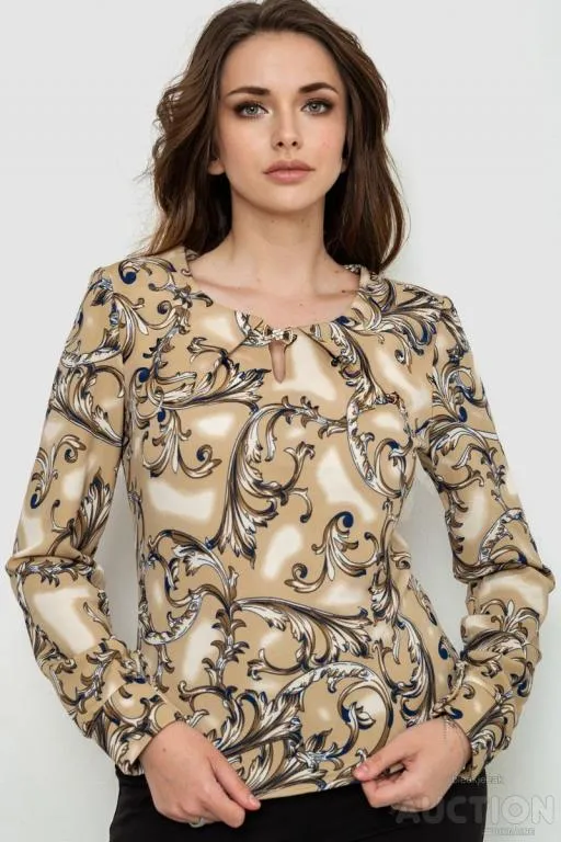 Блуза шифоновая, цвет темно-бежевый, 186R198 Ціна