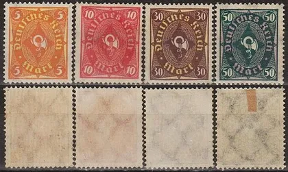 фото, 1922 - Німеччина - Поштовий рожок - Двокольоровий Mi.205-209 (**)