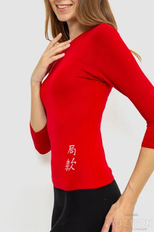 Футболка женская с удлиненным рукавом, цвет красный, 186R304 З аукціону