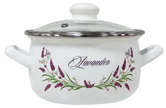 Кастрюля эмалированная Idea Home Lavander 6832793 22 см 4.8 л белая Ціна