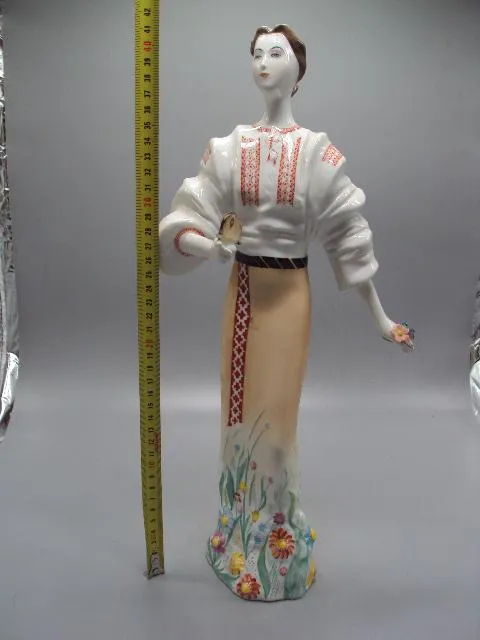 Купити Фигура фарфор статуэтка Румыния JRJS CLUJ девушка с бабочкой и цветами высота 41 см №65