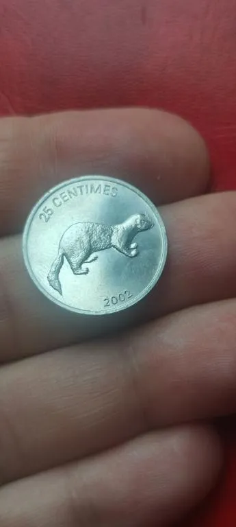 Очень красивая монета 25 сантимов Конго, лев и мангуст 2002 год lm373. З аукціону
