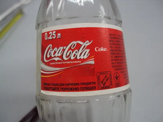 Бутылка Кока-кола бутылочка Coca-Cola стекло 0,25 л высота 19,5 см №16029 Характеристики