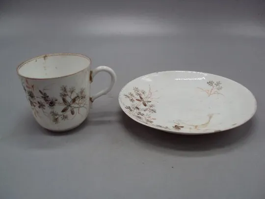 Чашка и блюдце фарфор Кузнецов кружка с блюдцем Кузнецова узор цветы лот под реставрацию №32 З аукціону