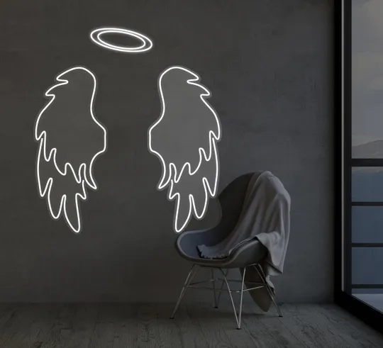 Купити Неоновий світильник Крила Янгола та Німб 700х750 acr-n000027