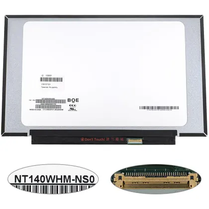 фото, Матриця 14.0" NT140WHM-NS0 (1366*768, 30pin(eDP), LED, SLIM (без планок та вушок), матова, роз'єм праворуч внизу) для ноутбука