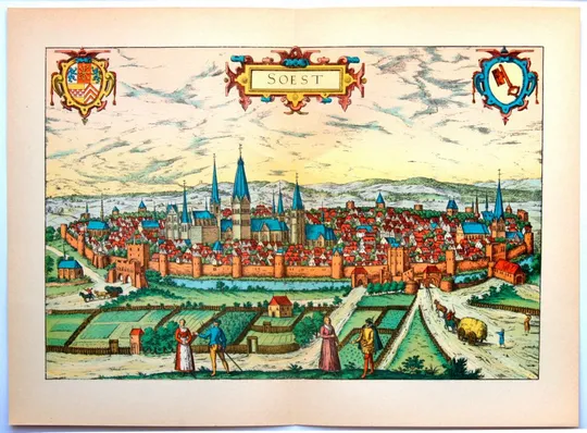 План карта міста Зост 1570 р. копія 1938 р. Лейпциг Fv8.9 Ціна