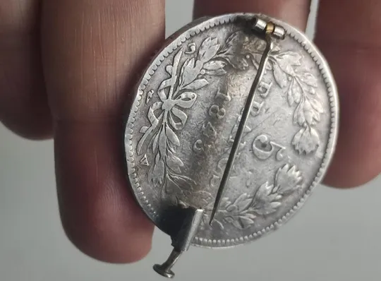 1843 год брошь монета роялиста сторонника Луи Филиппа,серебро, ручная ювелирная работа, kl957 Характеристики