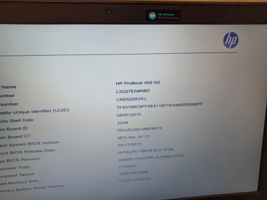 0764 HP PROBOOK 450 G2 core I5-5200U НІМЕЧЧИНА З аукціону