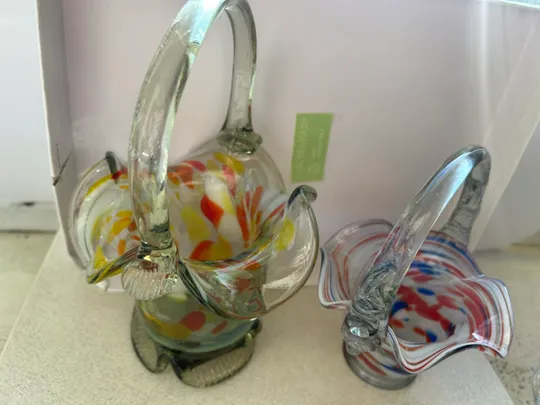 Вінтажні вази, з кольорового скла СССР 70-ті роки, 2 штуки, більша та менша Де купити