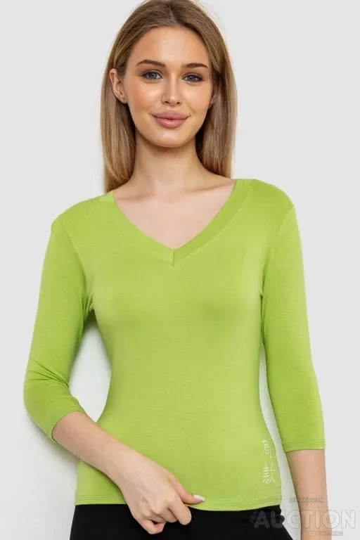 Женский лонгслив укороченный с рукавом 3/4, цвет светло-зеленый, 186R508 Ціна