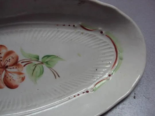 Тарелка блюдо Барановка фарфор узор цветок и листья высота 3,5 см длина 26 см №10746 Продаж