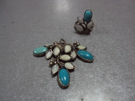 Бижутерия набор подвеска кулон и кольцо 17,5 размер листья мнц №11834 Ціна