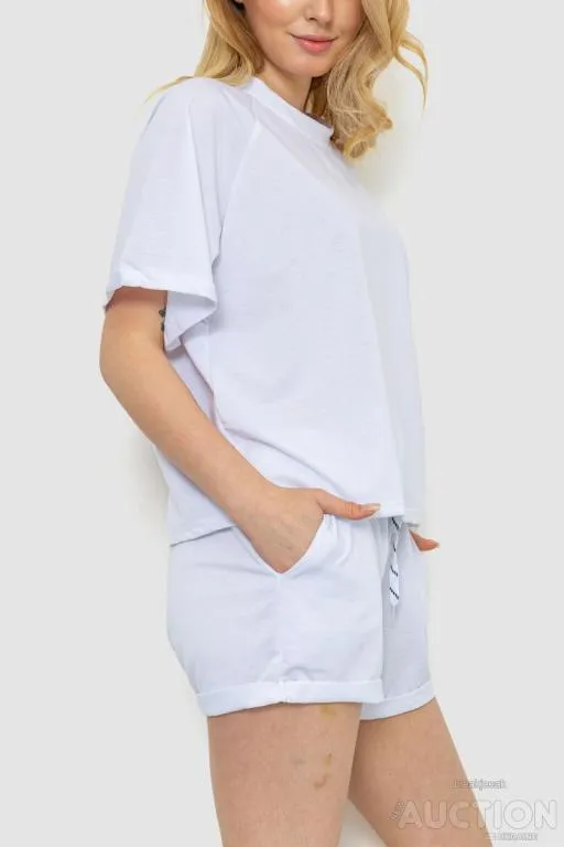 Костюм женский однотонный, цвет белый, 244R039 З аукціону