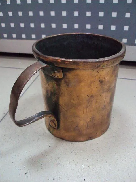 Кружка медь старая высота 12 см, диаметр 12,4 см №31 Недорого