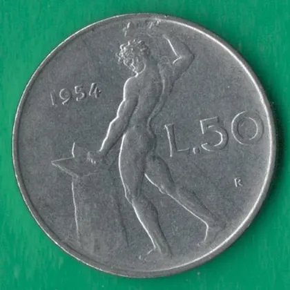 фото, 50 лір 1954 року Італія [КВ]