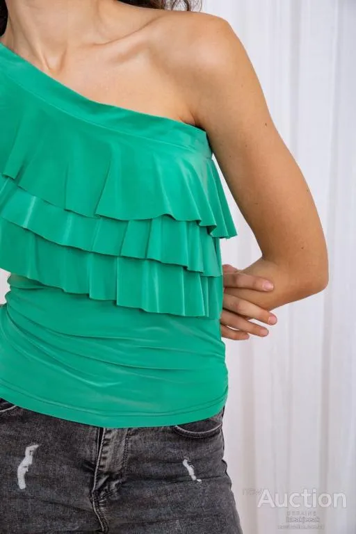 Однотонная блуза без рукавов, зеленого цвета, 167R003-1 Де купити