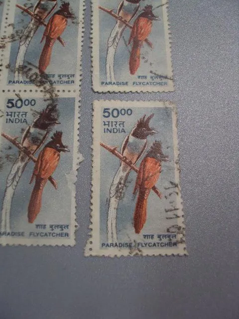 марки цвепки Индия 2000 птицы птички, райская мухоловка лот 22 шт гаш №1743 Де купити
