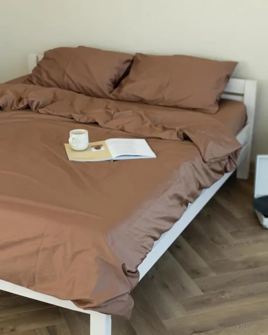 Купити Постельное белье двуспальное Dushka Home Сатин Люкс 20897 180х215 см капучино