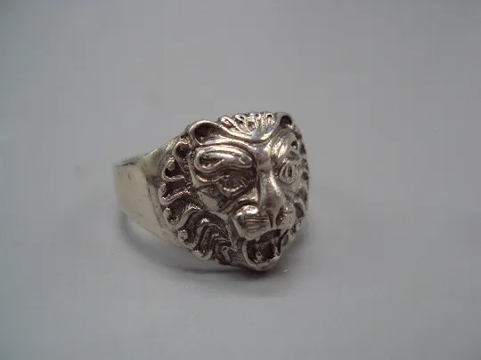 Кольцо мужской перстень голова льва печатка лев серебро 800 проба вес 6,61 г 21,5 размер №15587 Ціна