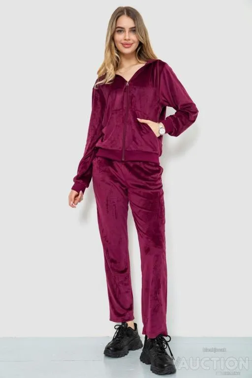 Спорт костюм женский велюровый, цвет бордовый, 244R9110 Ціна
