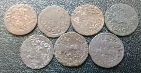 (492) Соліди, різні, герб Литви, голова оленя - 7 монет одним лотом (боратинка, солід, солид) Ціна