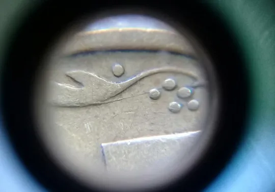 Купити (1398) 25 копійок 1994 1БВм розкол у 1 гр. на реверсі - 7 монет одним лотом (25 копеек 1994 1БВм брак)