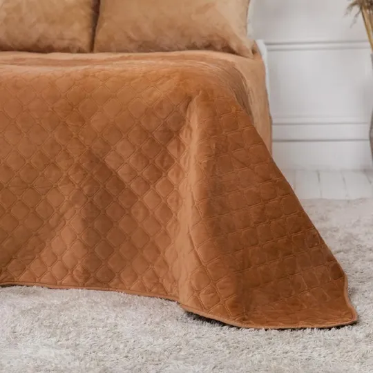 Покрывало двуспальное ТЕП Velour Ромб 4-00516-22388 180х240 см кофейное Де купити