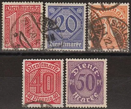 фото, 1920 - Німеччина - Службові Mi.24-29 _10,30 €
