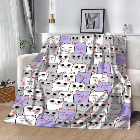 Плед 3D Кошачий бум фиолетовый 20222351_B 10649 135х160 см Ціна