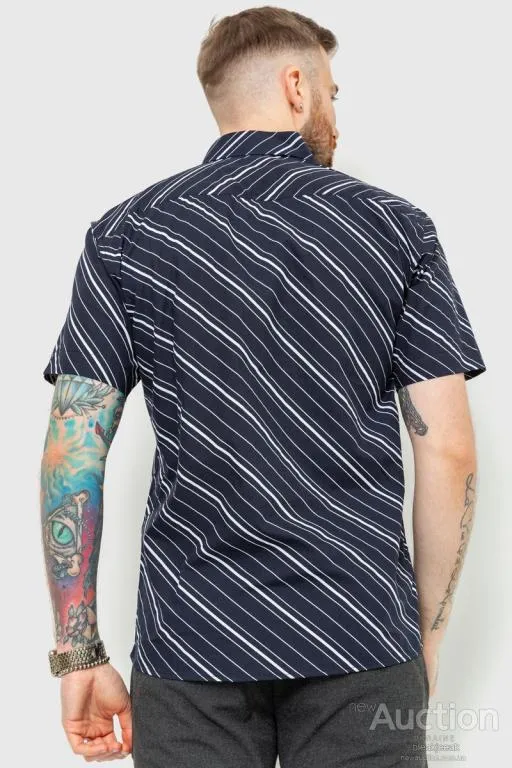 Рубашка мужская с принтом классическая, цвет черно-белый, 167R972 Продаж