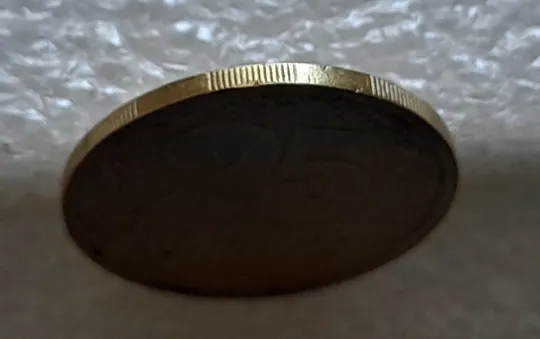 (6010) 25 копійок 1992 2ААм розколи від канту через вінок між 8 та 1 гронами на реверсі (25 копеек 1992 2ААм перепутка брак) Недорого