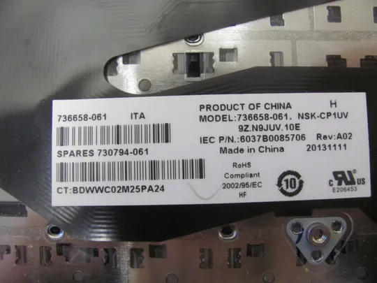 номер0922-5 клавіатура keyboard робоча 736658-041 6037B0086304 для HP EliteBook: 840 850 G1  оригінал Де купити