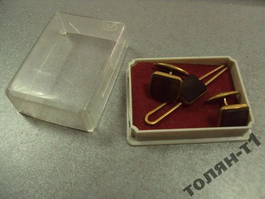 Купити набор зажим для галстука запонки кварц (раухтопаз)