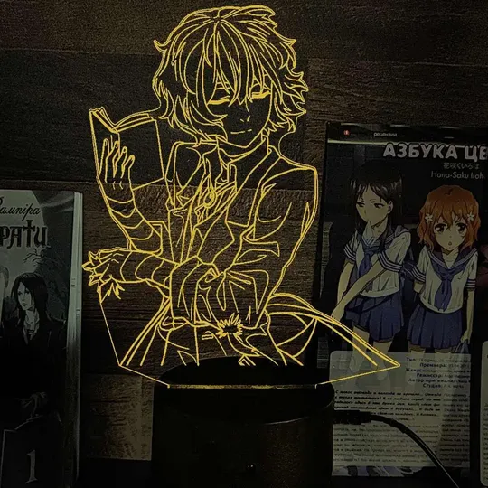 Акриловий світильник-нічник Осаму Дазай 2 жовтий tty-n002315 Ціна