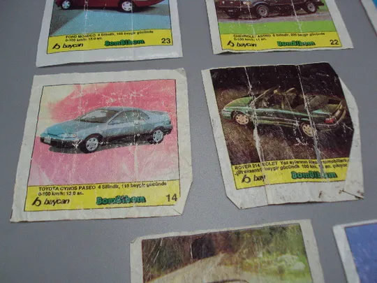 Вкладыши от жвачек Baycan BomBibom 1, 7, 11, 14, 22, 23, 28, 41, 47,48 машины авто 11 шт №17938мя Де купити