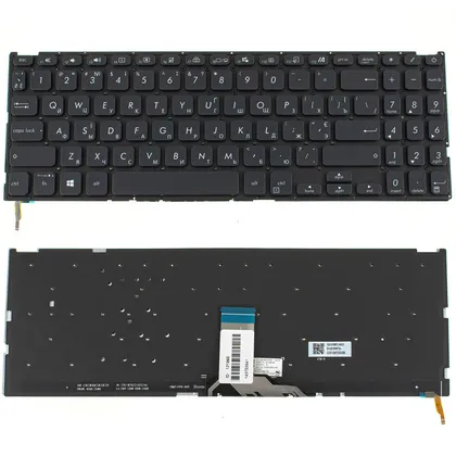 фото, Клавіатура для ноутбука ASUS (X509 series) ukr, black, без фрейму, підсвічування клавіш (оригінал)