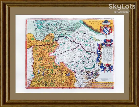 Старовинна мапа карта Баварії на папері верже 1595 Abraham Ortelius Недорого