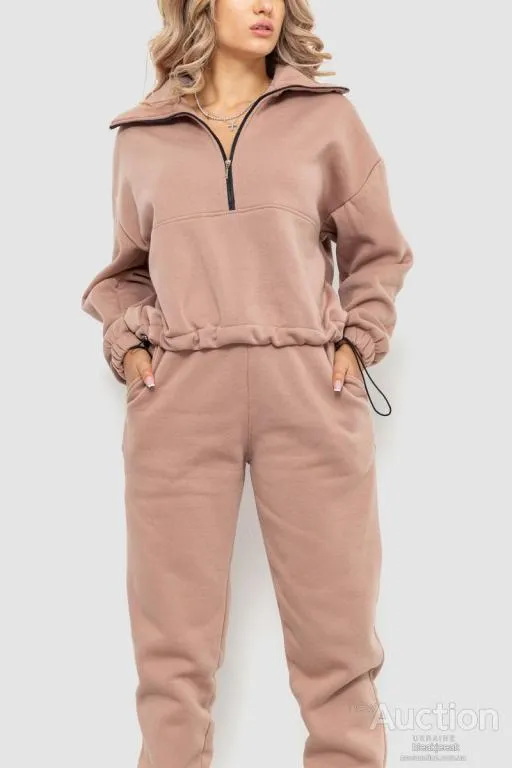 Купити Спорт костюм женский на флисе, цвет бежевый, 102R401