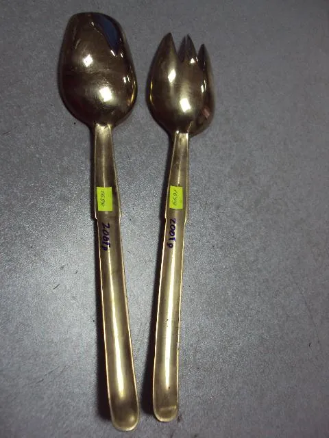 Столовые приборы салатный или десертный набор ложка и вилка узор цветы латунь длина 21 см (№1699) Де купити