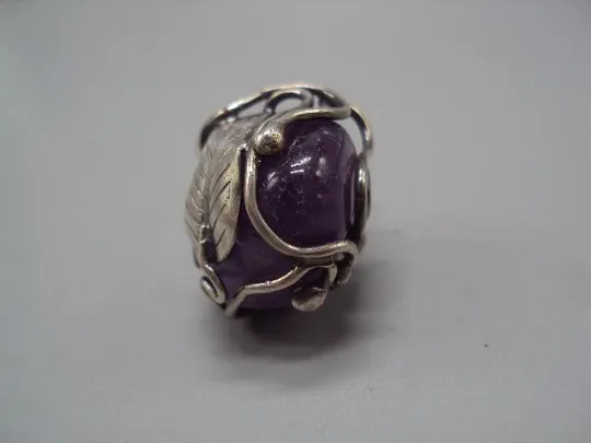 Женское кольцо авторское Аметист листик серебро 925 проба Украина вес 13,59 г 19 размер новое №14384 З аукціону