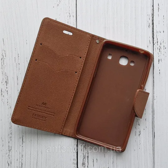 Купити Чохол книжка Xiaomi Redmi 2 для телефона Mercury Goospery Коричнево-чорний