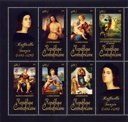 фото, ЦАР-Живопись- Рафаэль -2011.Чистый  красивый М/Лист.MNH.