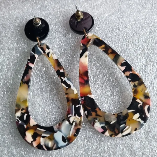 Сережки-краплі з кольоровим візерунком Продаж